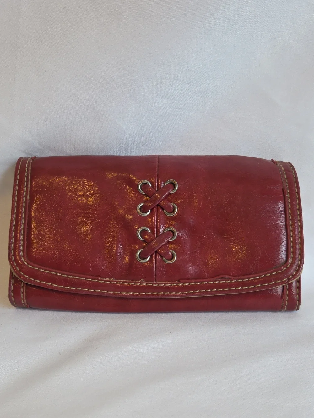 Nine West Red Leather Lace-Accent Wallet